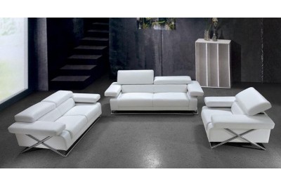 Linx Modern White Leather Sofa Set