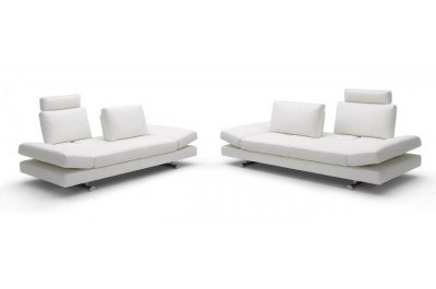 Contemporary White Leather Sofa Set