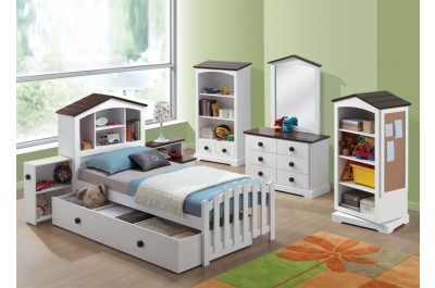 Docina White and Chocolate Finish Youth Bedroom Set