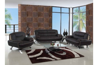 504 Modern Italian Leather Sofa Set Brown