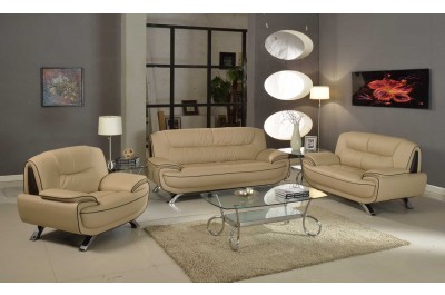 504 Modern Italian Leather Sofa Set Beige