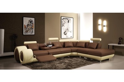 7804 Modern Leather Sectional Sofa with Recliners-GE
