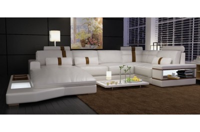 Modern Bonded Leather sectional Sofa with Light-6104
