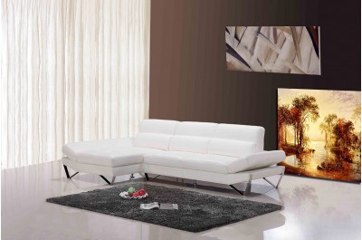 833 - Modern White Full Leather Sectional Sofa