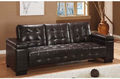 Co-341 Sofa Bed.  Brown Leather or Tan Fabric
