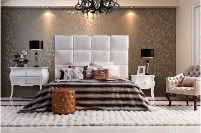 Ariel - Temptation High Headboard Modern Bed 8C004A-white - GE