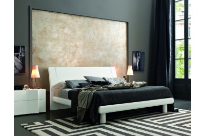 Armonia Modern Italian Bed In White Wood w/ Swarovski Crystals