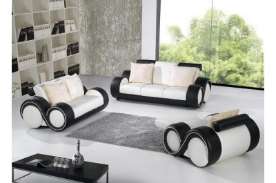 B783 Modern Black and White Leather Sofa Set