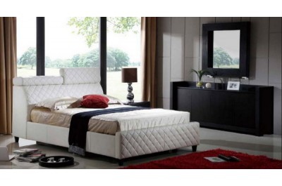 Cola White Leather Bed