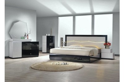 Eva Modern Lacquered White and Black Bedroom Set