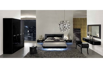 La Star Black Modern Italian Bedroom set - N