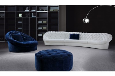 Cosmopolitan - Blue and White Sofa Set with Ottoman
