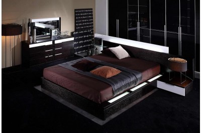 Gnom - Modern Platform Bed with Lights and Storage