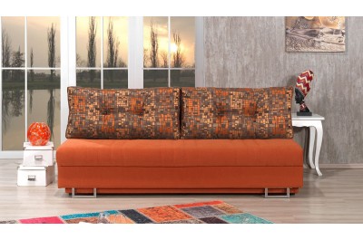 Orange Fabric Queen size Sofa Bed Avana