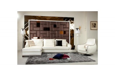 K8364 - Modern White Cow Accented Sectional Sofa Set - GE