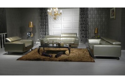Bronze Leather Modern Sofa Set 