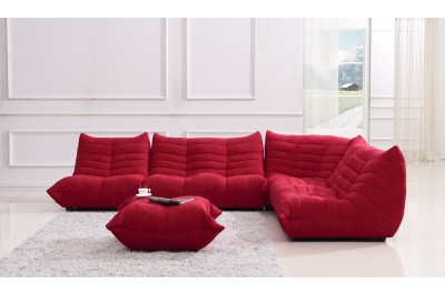 Blum Red Fabric Sectional Sofa