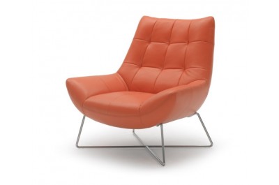 A728 - Modern Orange Leather Lounge Chair - GE