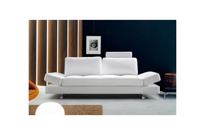Hymn - Modern White bonded Leather Sofa with Adjustable Backrest