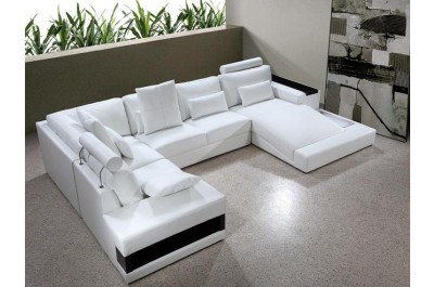 Milan White Leather Sectional-GE