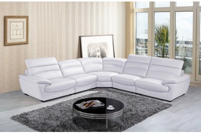 Ana Modern White Leather Sectional