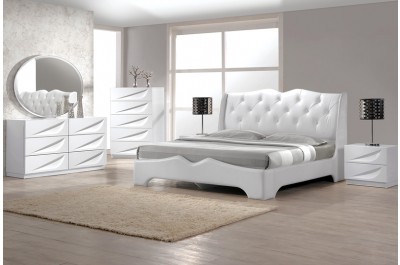 Milan White Leatherette Bed