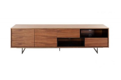 Modrest Torlonia Modern Walnut & Black TV Stand