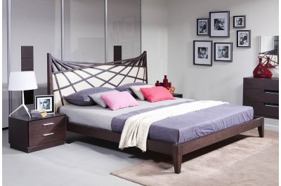 Modrest Prism Modern Brown & Beige Bonded Leather Bed
