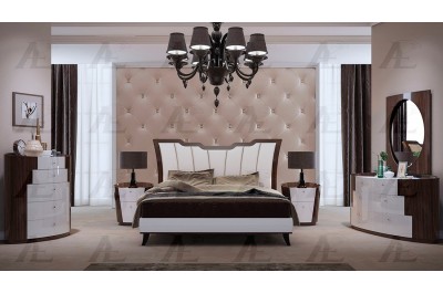 White Brown Platform Bed EA-501