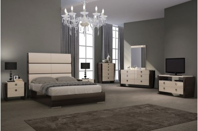 BROOKLYN BEDROOM SET - BEIGE & WENGE