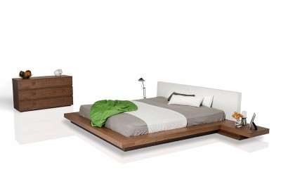 Octopus Modern Low Profile Walnut Platform Bed set