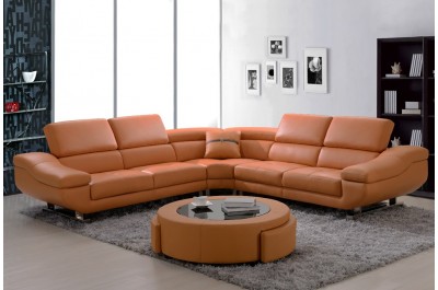 Orange Bonded Leather Sectional - B 703