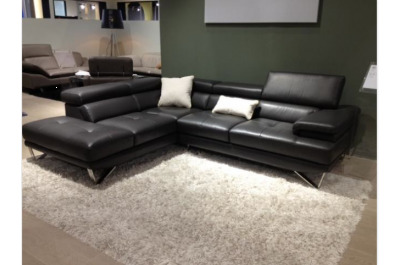 Modern Full Italian Black Leather Sectional H899-M