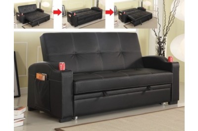 Black Simulated Leather Sofa-bed - B 461