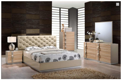 Evelyn Modern Maple Lacquered Bedroom Set
