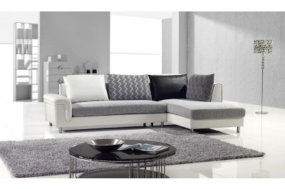 Modern Gray and White Fabric Sectional -EA