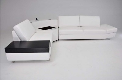 Modern White Italian Leather Sectional w/Audio System G4648
