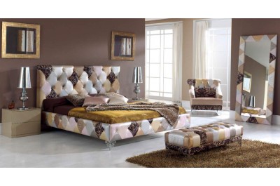 Tiffany  Modern Upholstered Bedroom Set in Multi Color Finish - N 