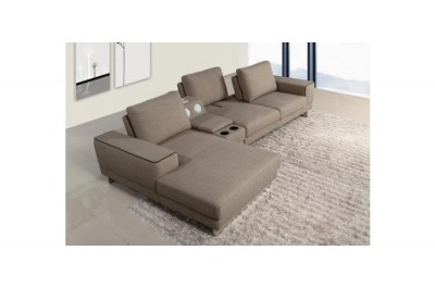1374 - Modern Fabric Sectional Sofa with Beverage Console and Adjustable Backrests - GE