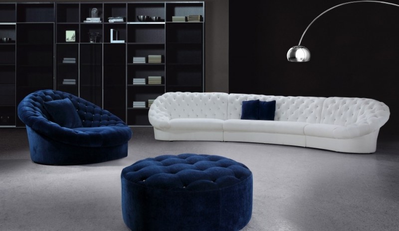 Cosmopolitan Blue And White Sofa Set With Ottoman Star Modern