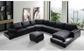 Rick-Modern Black Leather Sectional Sofa