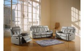 1639 Bonded Leather Recliner Sofa Set Grey