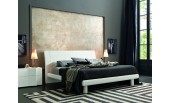 Armonia Modern Italian Bed In White Wood w/ Swarovski Crystals