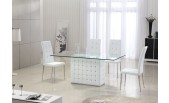 Modern Clear Glass Dining Table With Crystals