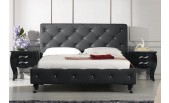 Monte Carlo Black Leatherette Modern Bed w/ Crystals 