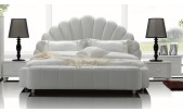 Flower White Leatherette Platform Bed