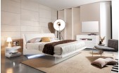 Volterra - Contemporary White Lacquered Floating Bed With Lights 