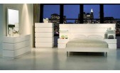 Contemporary  White Bed with 2 Night Stands  4076