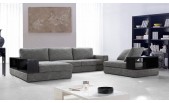 Anthem - Grey/Brown Fabric Modern Sectional with Wood Shelves 
