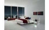 Firenze White Lacquer Platform Bed with Built in Nightstands & LED Lights